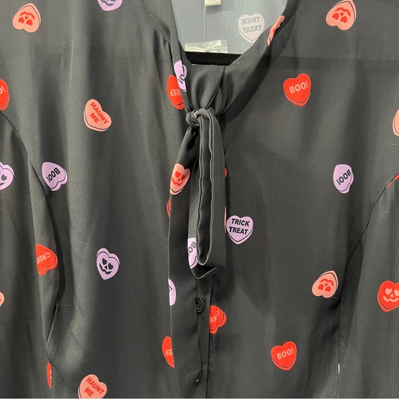 Unique Vintage Creepy Valentines/Halloween Blouse - Picture 3 of 8